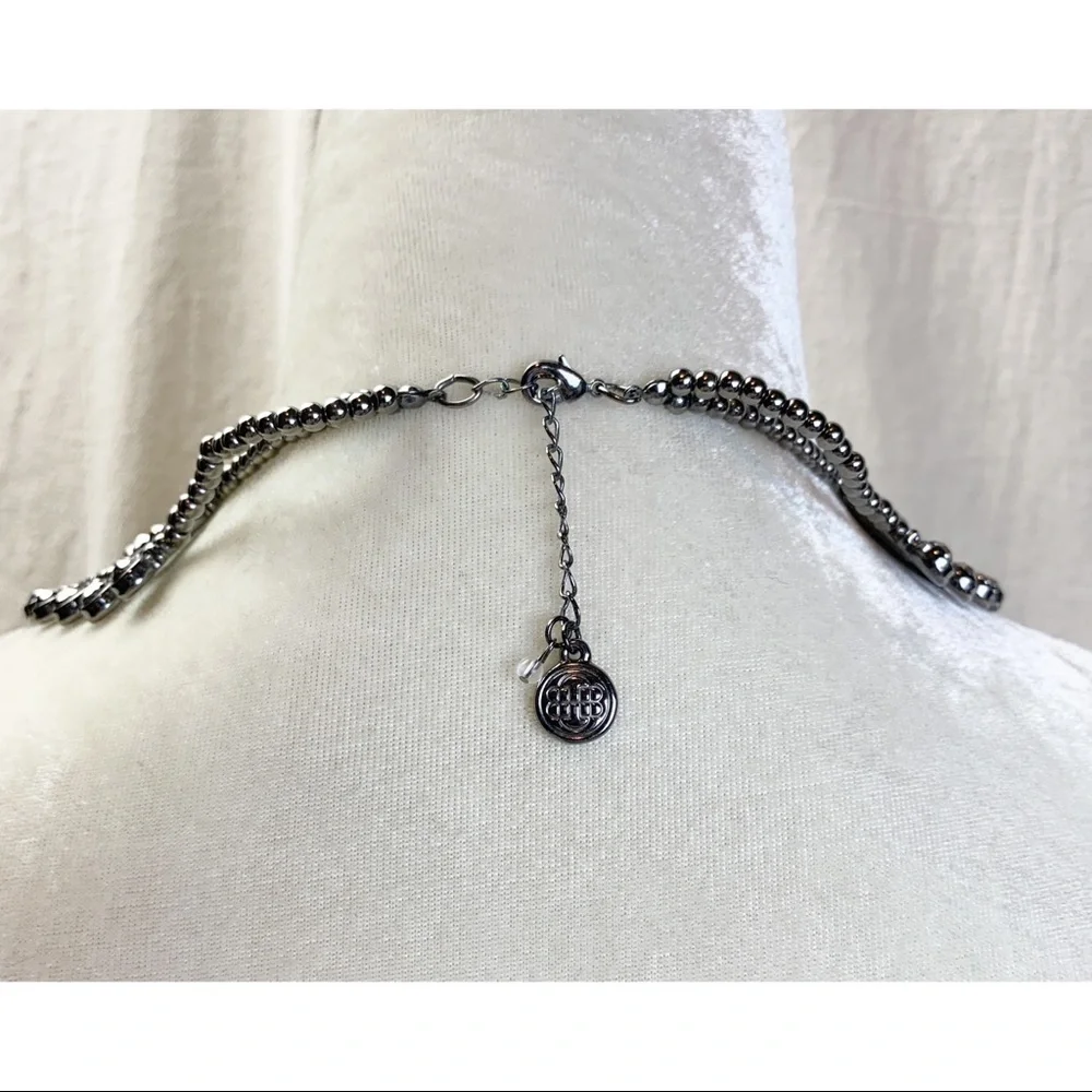 Bill Blass Gunmetal rhinestone Bib Necklace
